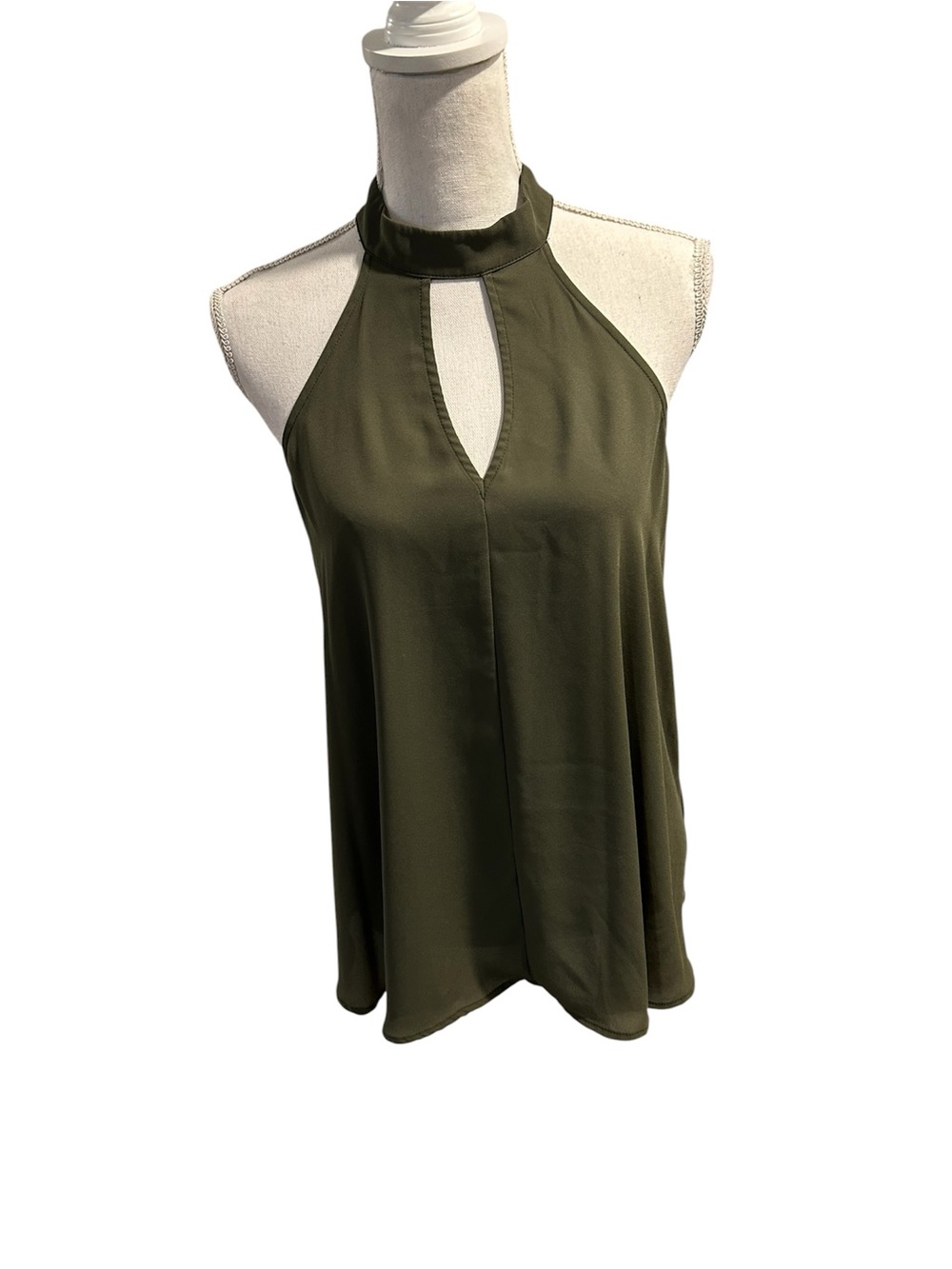 {Express} Olive Green Halter Keyhole Blouse